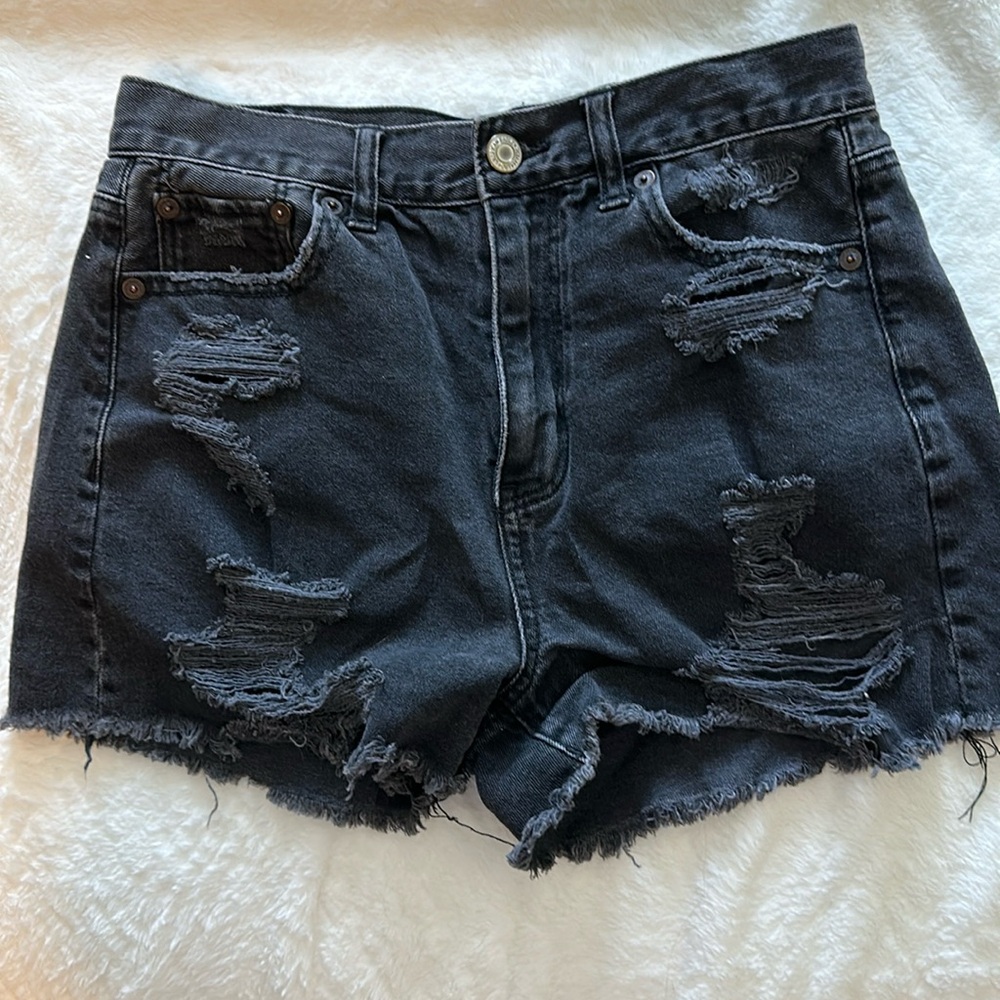 American Eagle black denim shorts